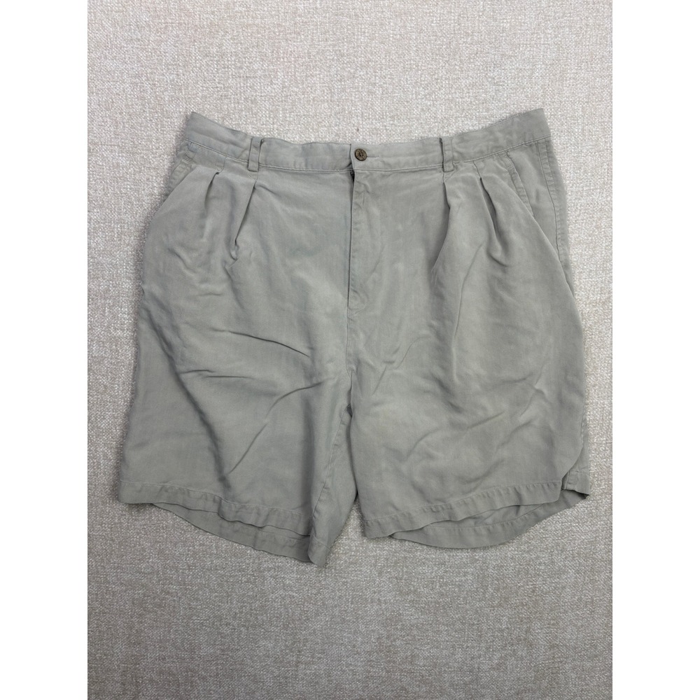 Baracuta Mens 100% Silk Pleated Herringbone Shorts Gray Size 38